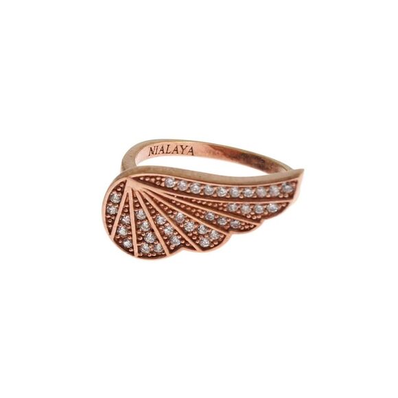 Nialaya Star Gold 925 Silver Womens Clear Ring